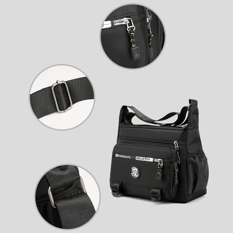 Multi-Layer Pocket Design Oxford Shoulder Bag Large Capacity Men's Casual Fashion Single Shoulder Crossbody Luxury Messenger Bag