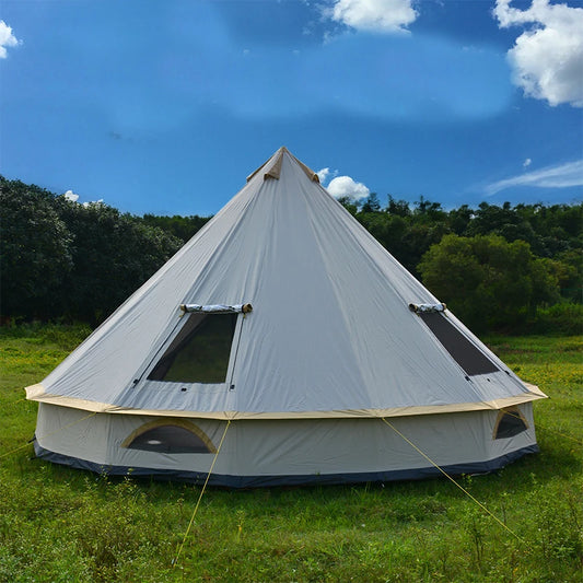 6-10Persons Antistorm Outdoor Camping Glaming Luxury Mongolia Yurt Family Travel Hiking Castle Tent Silver Coated UV Function