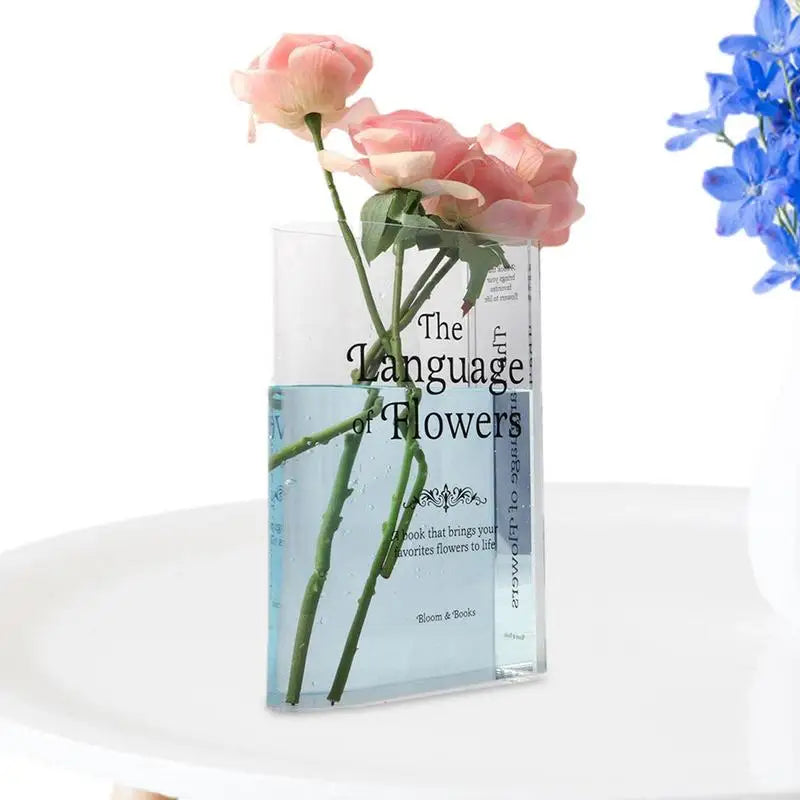 Clear Book Flower Vase Creative Acrylic Transparent Vase The Mystery Of Growth Book Vases Modern Decorative Vases Room Decor