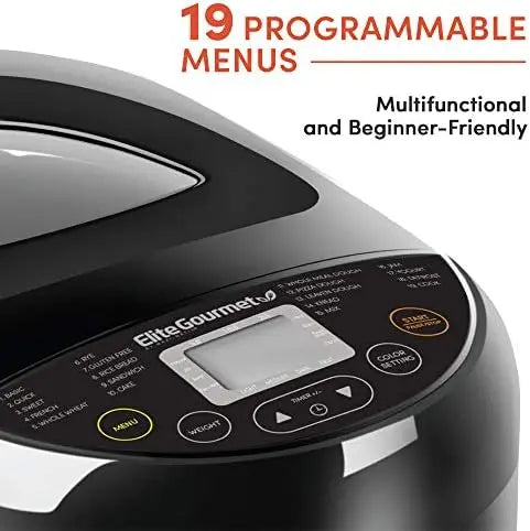 Gourmet EBM8103B Programmable Bread Maker Machine 3 Loaf Sizes, 19 Menu Functions Gluten Free White Wheat Rye French and more, 2