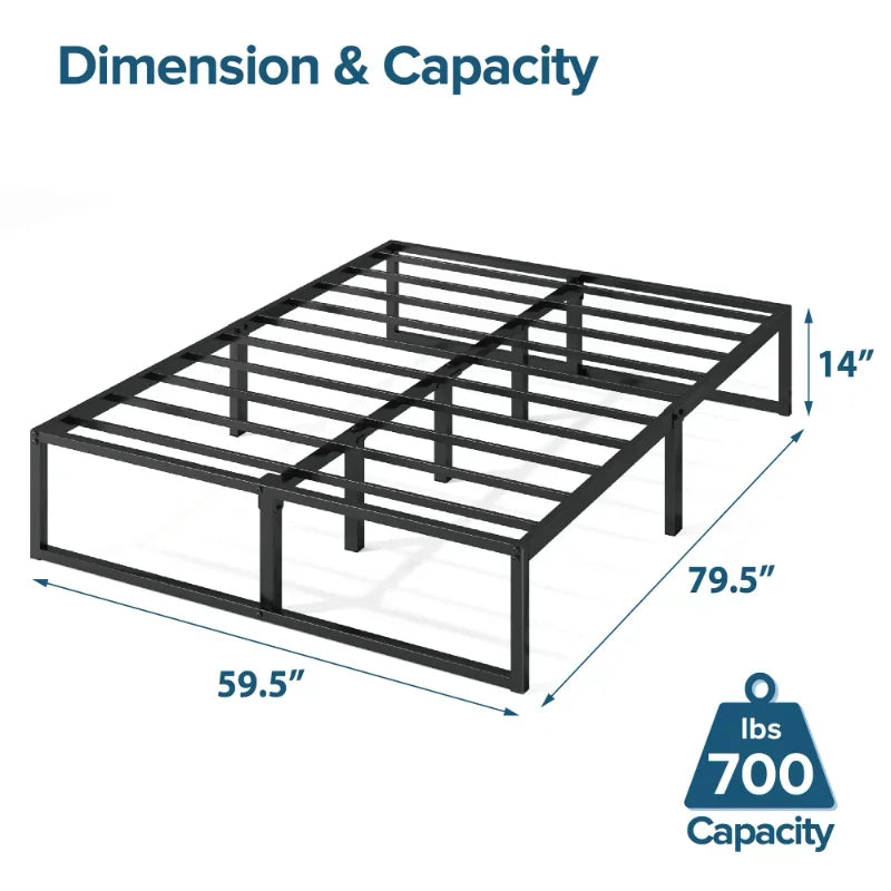 Zinus Lorelei 14" (H) Metal Platform Bed Frame Queen 79.50 X 59.50 X 14.00 Inches Bedframe Bedroom Furniture