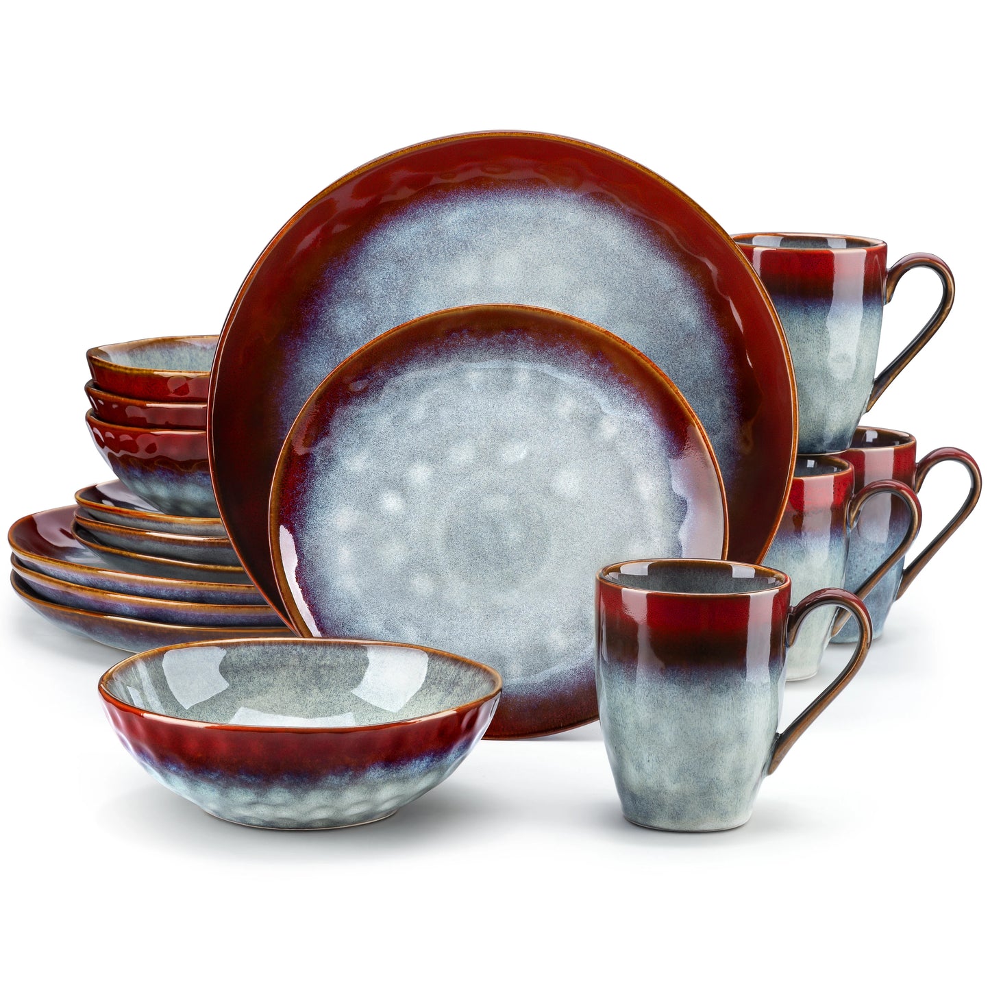 VANCASSO 16/32/48-Piece Starry Dinner Set,Kiln Change Glaze Tableware Dinner Service with Dinner Plate,Dessert Plate,Bowl,Mug