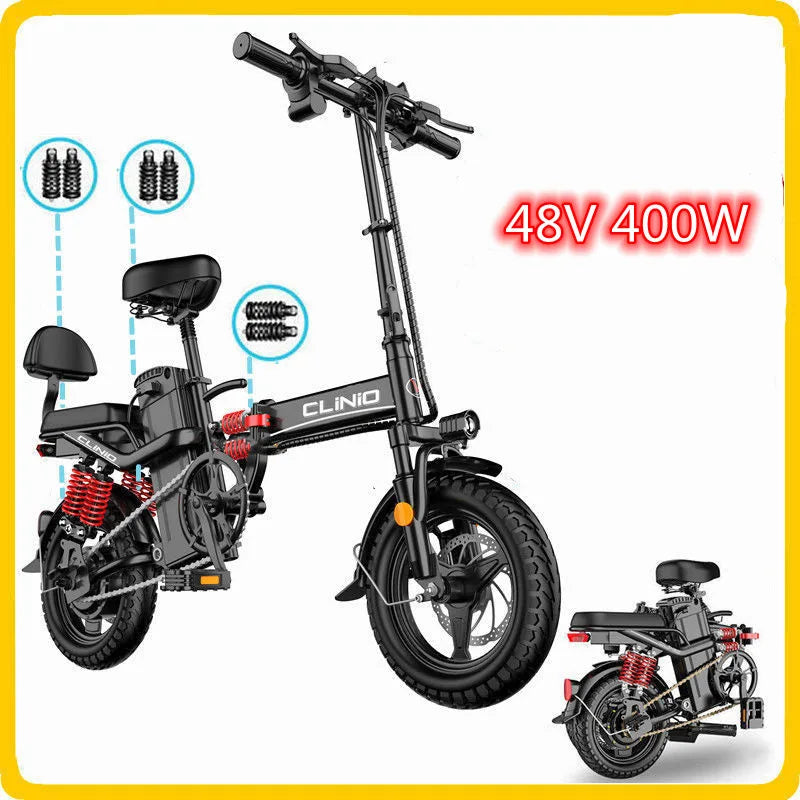 Electric bicycle 14 inch mini electric bicycle 48v15ah 32ah city eBike 400W powerful mountain bike / full throttle sports car