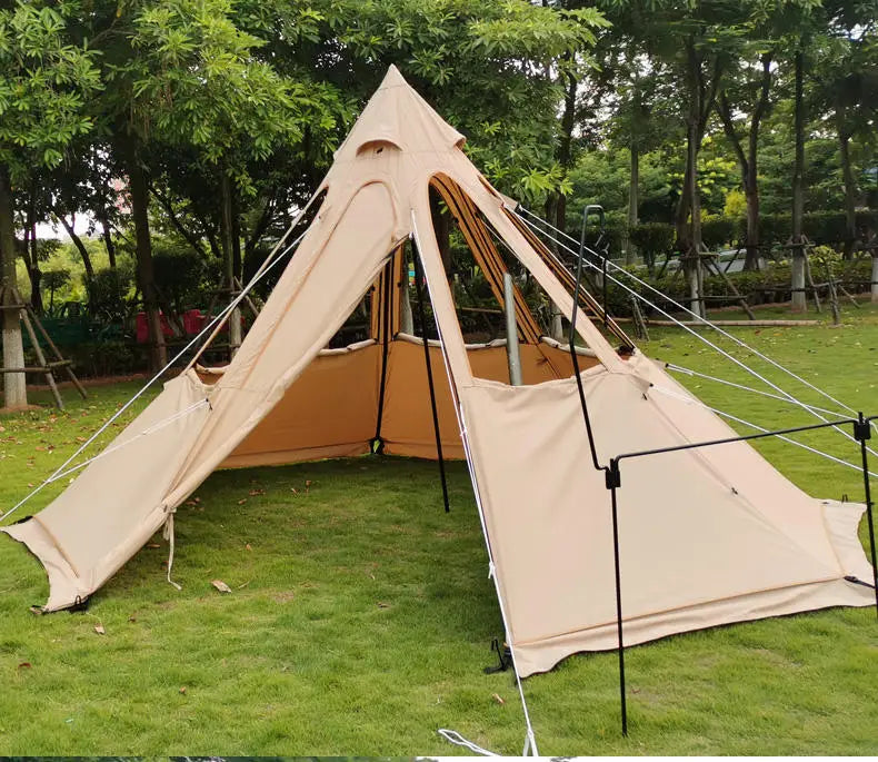 Outdoor Fire Octagonal Tent Cotton Tent Rain Proof Canvas Safari Tent Waterproof Family Glamping Big Camping Luxury Canvas