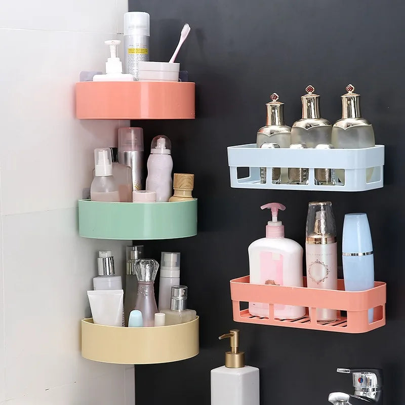 Bathroom Corner Shower Shelf Toilet Adhesive Shampoo Gel Storage Basket Wall Hanging Bathroom Rack Bedside Sundries Storage Case