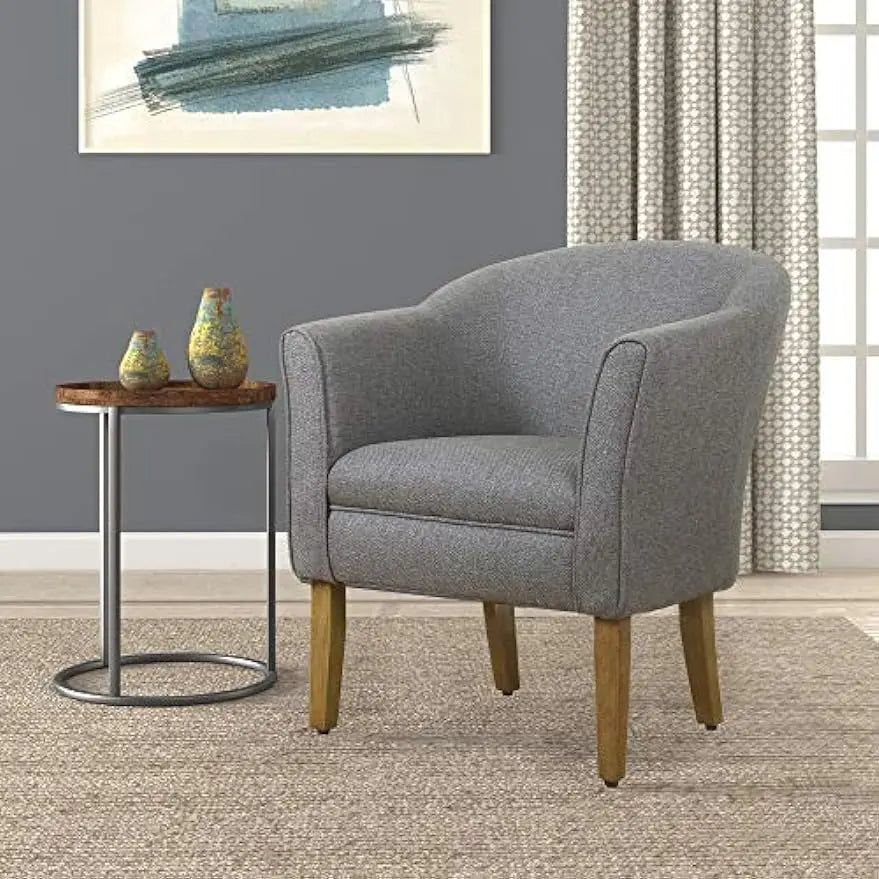 Barrel Shaped Accent Chair, Gray and Brown