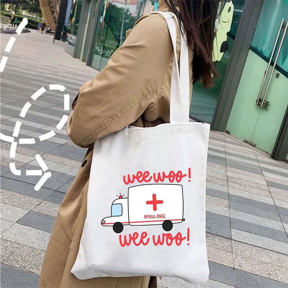 Doctor Nurse Medical Cross Medicine Health Heart Brain Flower Stethoscope Men Women Shoulder Canvas Totes Bags Shopping Handbags