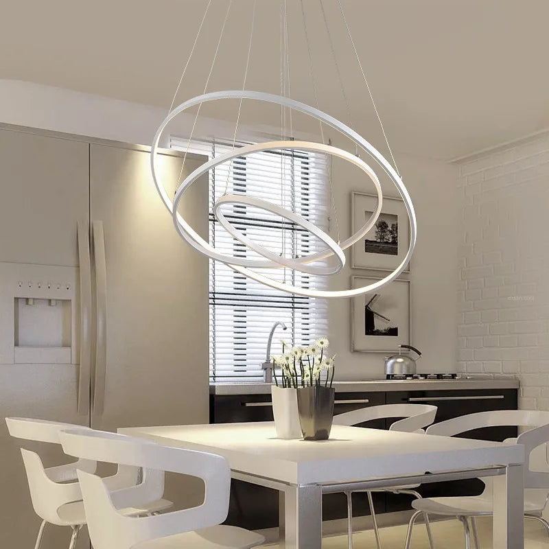 Modern Led Chandelier 40/60/80cm Rings Chandelier Lighting Lustre Ring Lights living room decoration bedroom light fixtures