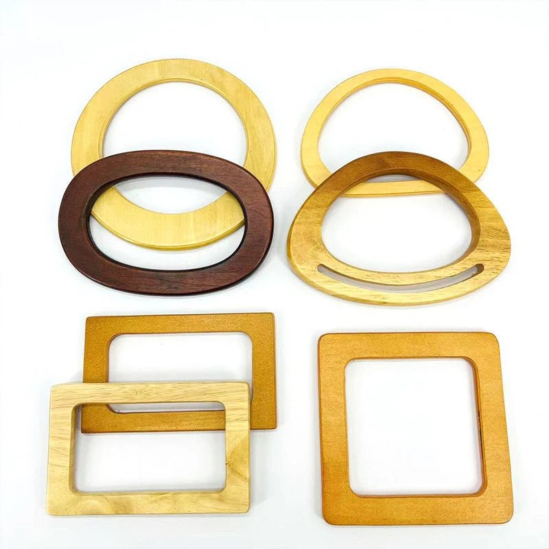 Square D-Shaped Wooden Bag Handle Ring Replacement Handbag Tote Handles Wood Purse Bag Straps Women'S Clutch Bags Accessories