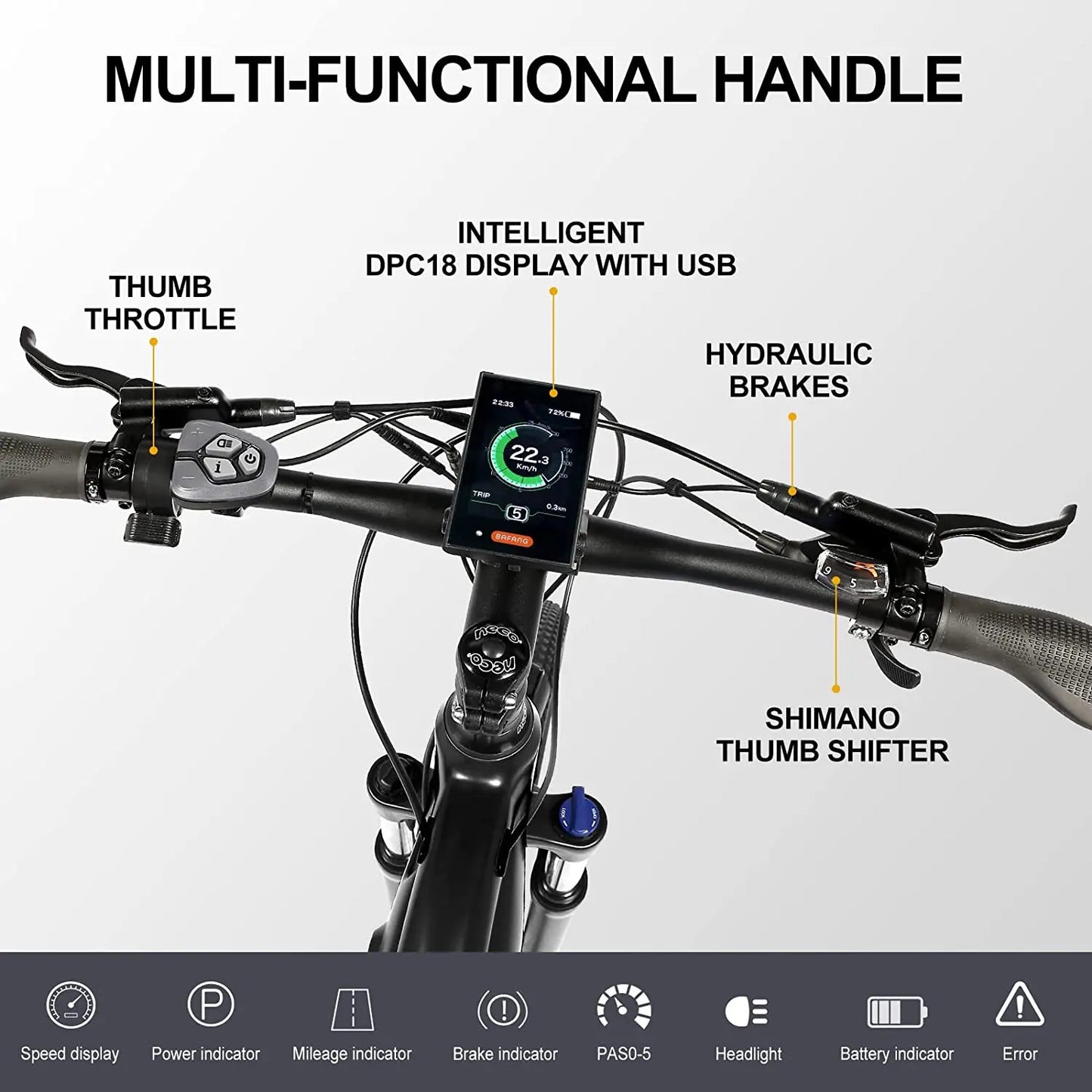 Accolmile Electric Mountain Bike Electric Bicycle eMTB 27.5 29 Inch 48V 250W 750W Bafang Mid-Motor 17.5Ah 840 Wh Lithium Battery