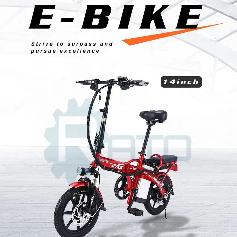 New 14 Inch E-Bike 48V Lithium Battery Two Person Cycling Folding Frame Convenient To Carry  Electric Bicycles Student