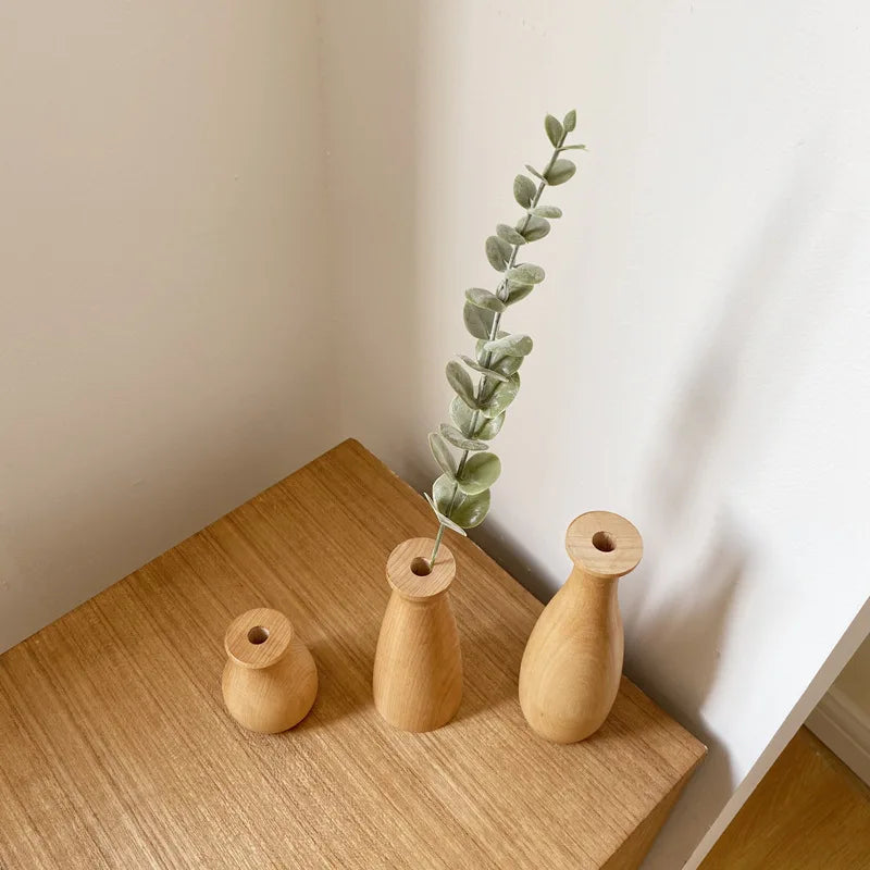 Nordic Minimalism Wooden vase for plants Solid Wood Flower Vases  Plants pot Flower Arrangement Tabletop Home Ornaments