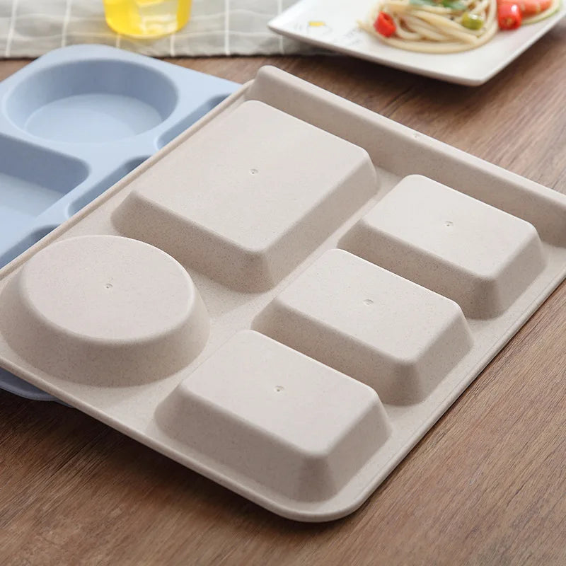 Fast Food Plate Student Meal Plate Divided Canteen Meal Plate Anti-fall Household Meal Plate Separation Plate Bowl Cup Set