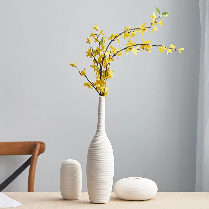 White Art Ceramic Flower Vase decoration home decor accessories for living room Nordic Classic Dining Room Porcelain tall Vases