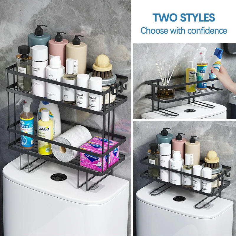 Toilet Shelf Storage Rack,Over The Toilet Storage Shelf  Punch-free Kitchen Storage Rack Toilet Paper Organizer Shelves Bathroom