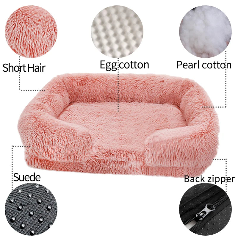 New Large Dog Bed Dog Plush Pet Bed Winter Thickened Pad Dog Sleeping Bed Sofa Removable Pad Dog Small Large Dog square kennel