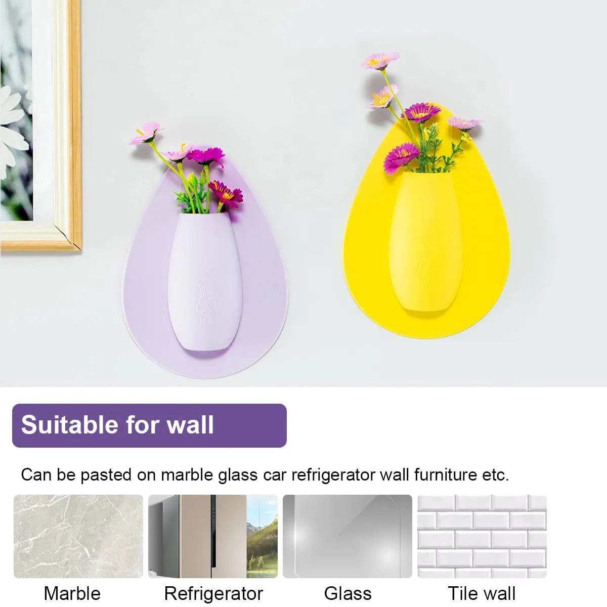 Silicone Flower Vase Self Adhesion Hydroponics Planter  Sticker Wall for Glass, Wall, Window, Party,Wedding,Festival,Home