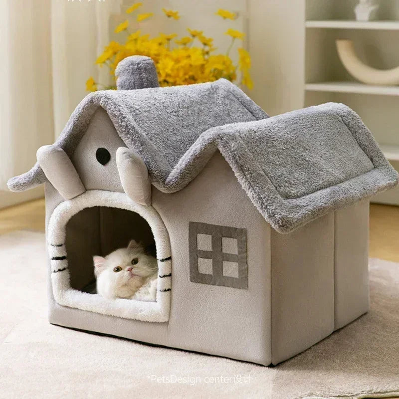 Double Top Cat Dog Bed Foldable Pet Sleepping Bed Removable and Washable Cat House Kennel for Dog House Indoor Cat Nest Pet Tent