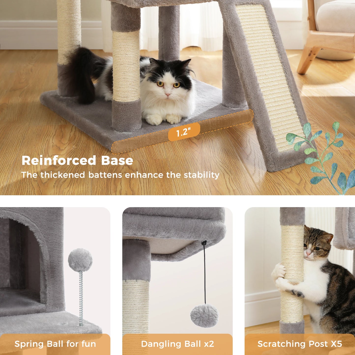 Speedy Pet Multifunctional Chair Creative Cube House with Scratching Removable Pad Cushions Pet Activity Cat Tree with Ball