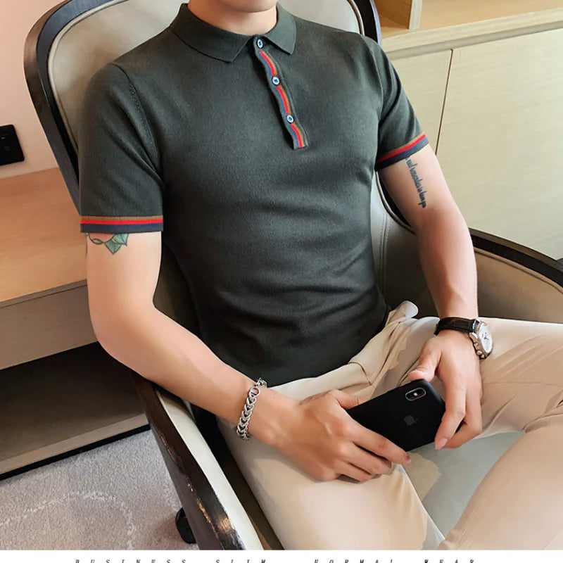 2023 Men Solid Color Polo Shirts Summer Men Clothing Lapel Neck Shirt British Fashion Pure Cotton POLO Shirts Tops 4 Color S-3XL