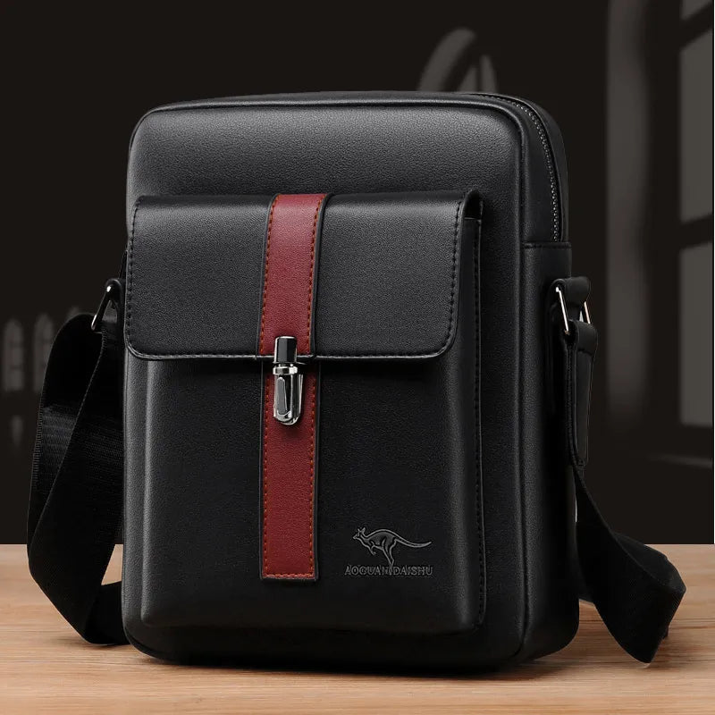 New Men's bag PU Leather Shoulder Bag husband Multi-function square Cross bag fashion Contrast Messenger Pack Men handbag