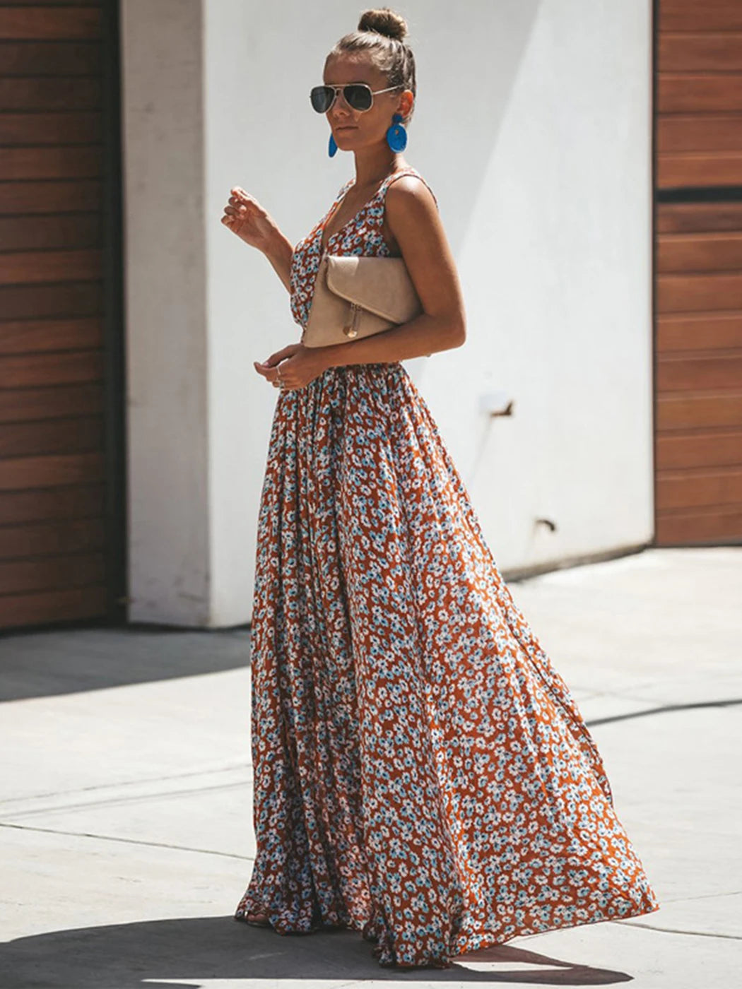 Jastie Women Summer Dress Floral Print Maxi Dresses Bohemian Hippie Beach Long Dress Women's Clothing 2023 vestidos de verano