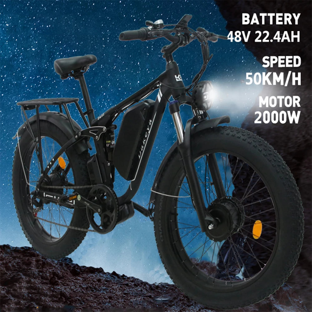 Dakeya Da03 2000W 50KM/H Electric Bicycle 26 Inch Men's Bike 4.0 Fat Tires Ebike 48V 22.4AH Lithium Battery Mountain  Gift Cycle