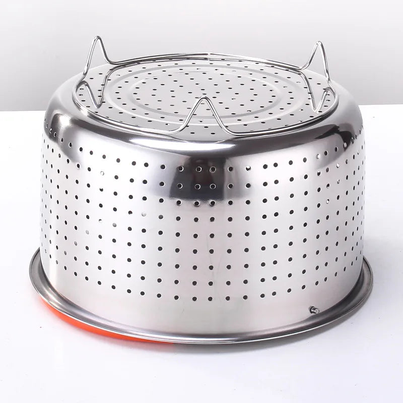 New 304 Stainless Steel Kitchen Steamer Basket with Silicone Covered Handle Instant Pot Accessories for 3/6/8L Pressure Cooker