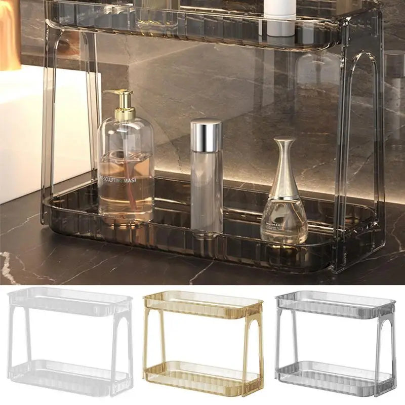 Counter Storage Organizer Double Tiers Skincare Rack Perfume Holder For Vanity Organization Standing Skincare Shelf For Bathroom