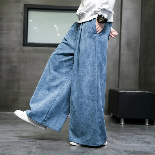 2022 Solid Color Men's Wide Leg Pants Oversized Vintage Men Clothing Loose Corduroy Casual Pants Male Japanese Harajuku Trousers