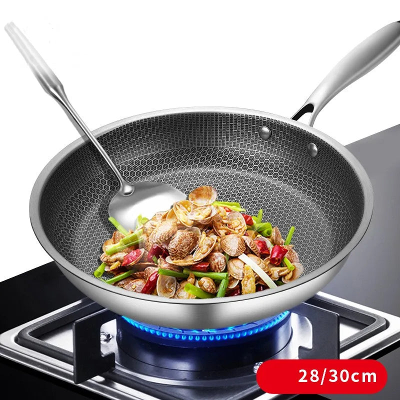 Stainless Steel Frying Pan 28/30cm Kitchen Non-stick Pan Cooking Skillet Kitchen Nonstick Skillet Induction Frying Pan