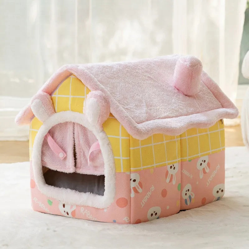 Soft Cat Bed Deep Sleep House Dog Cat Winter House Removable Cushion Enclosed Pet Tent For Kittens Puppy Cama Gato Supplies