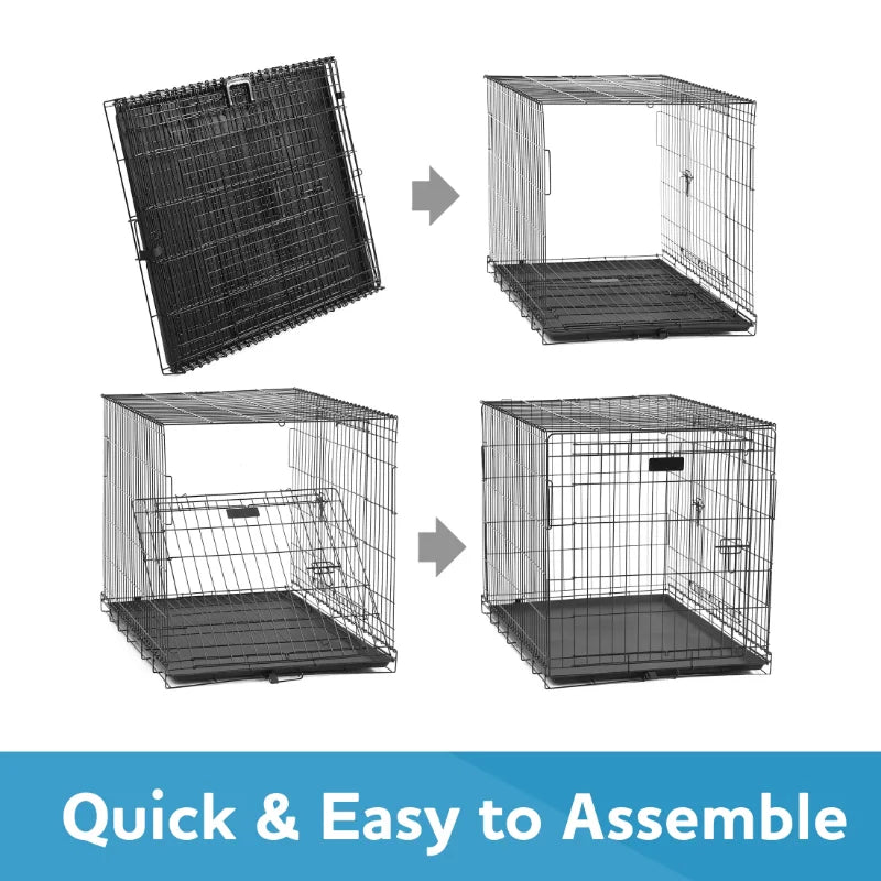 Vibrant Life Single-Door Folding Metal Wire Dog Crate with Divider