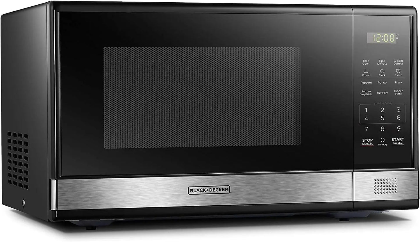 Digital Microwave Oven with Turntable Push-Button Door, 1000W,1.1cu.ft, Stainless Steel & 4-Slice Toaster Oven with Natural  Hom