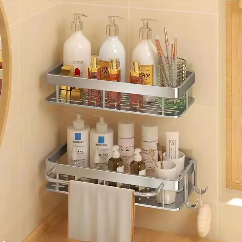 Bathroom Shelves No-drill Wall-mounted Corner Shelf  Shower Storage Rack Holder Shampoo Toilet Organizer Bathroom Accessories