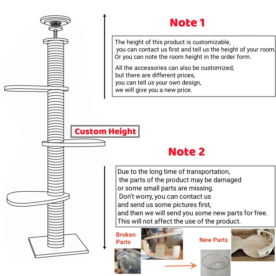 Cat Tree Floor to Ceiling Cat Tower Adjustable Kitten Multi-Level Condo With Scratching Post Pad Hammock Pet Cat Activity Center