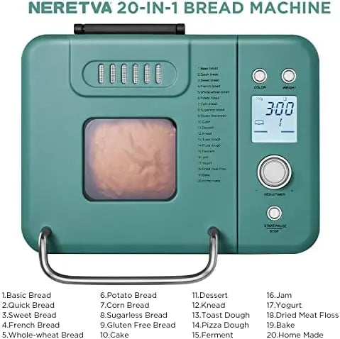 20-in-1 2LB Bread Maker Machine with Gluten Free Pizza Sourdough Setting, Digital, Programmable, 1 Hour Keep Warm, 2 Loaf Sizes,