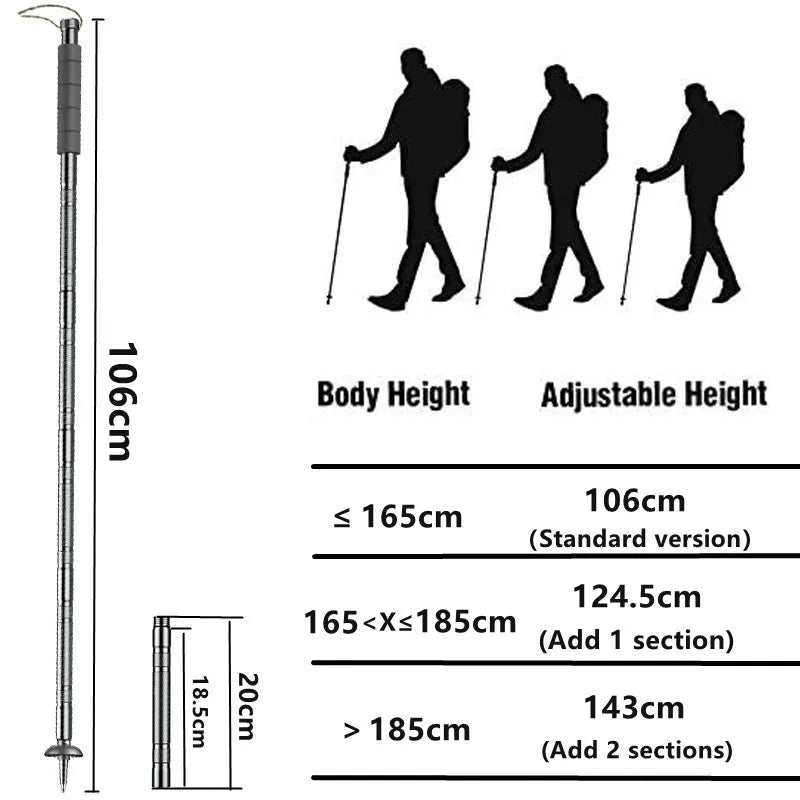 Trekking Poles Outdoor Defense Cane Tactical Stick Ultralight Aluminium Alloy Folding Hiking Tourism Camping Walking Stick 2023