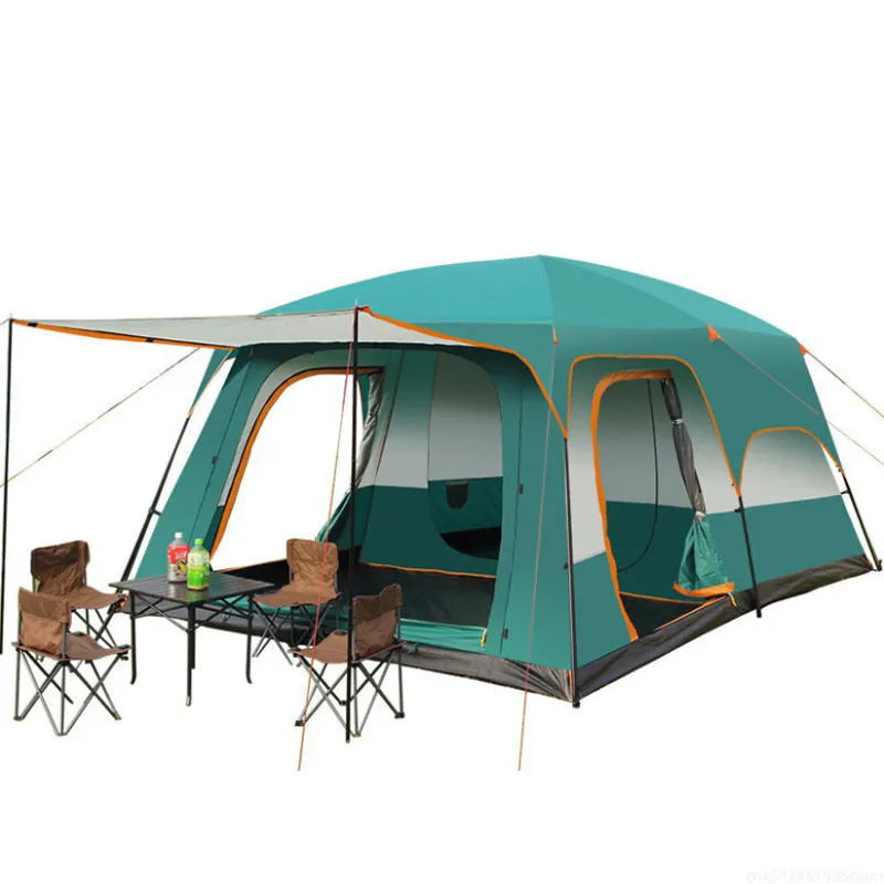 320X220X195cm Two-bedroom Tent Oversize for 5-8 Person Leisure Camping Tents Double-plies Thick Rainproof Outdoor Family