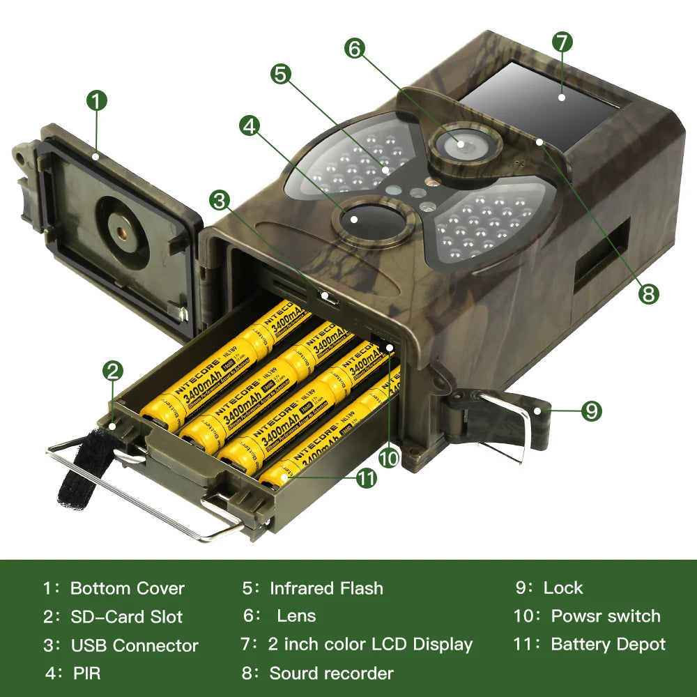 Outdoor MMS SMTP Digital Camera Night Vision Waterproof 12MP Hunting High-definition 2g Trail Camera Waterproof Trap Game Cam