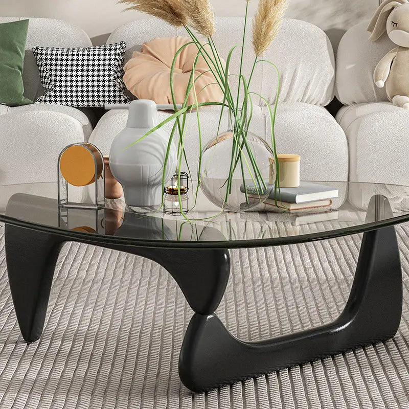 Nordic Tempered Glass Tea Table Home Living Room Side Table Solid Wood Leg Coffee Table Simple Balcony Tatami Corner Table 가구