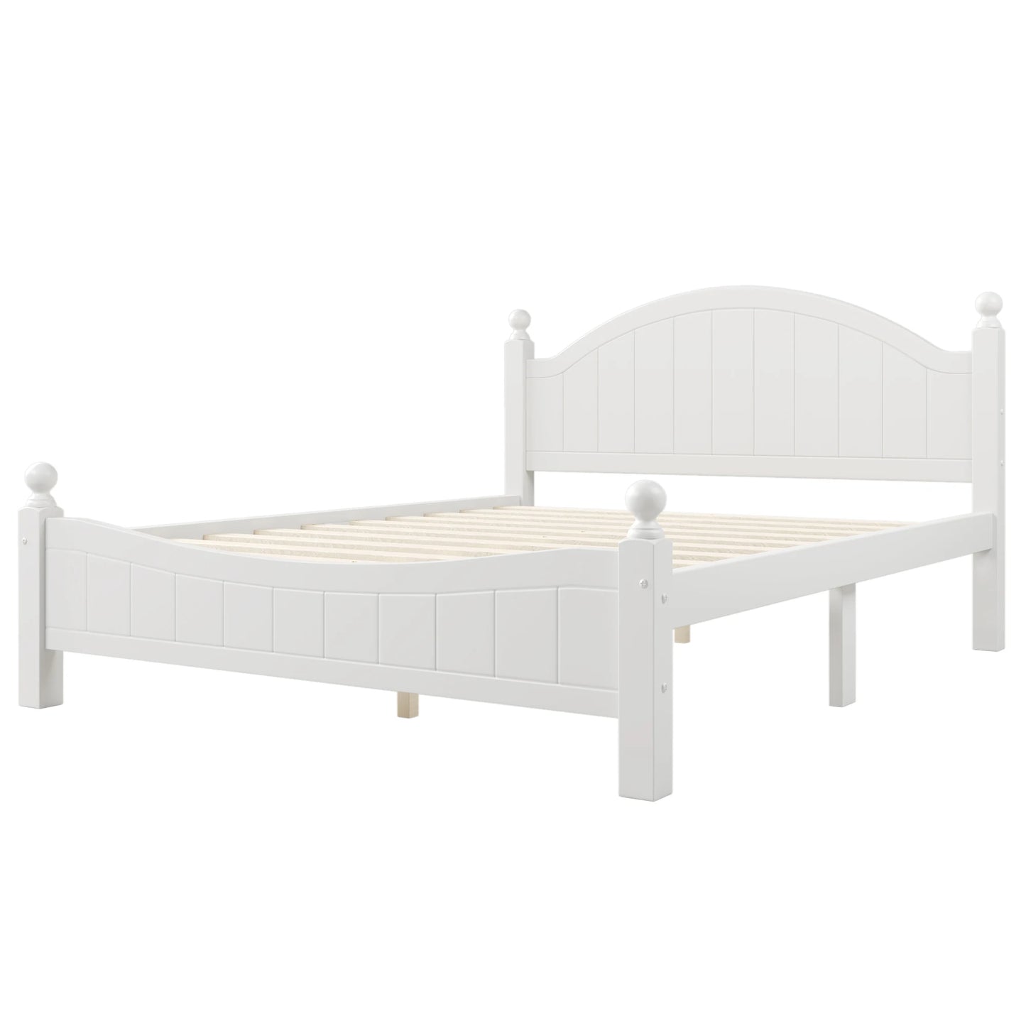 Platform Bed with Headboard and Footboard,Traditional Concise Style Solid Wood Bedframe/No Box Spring Needed/Easy Assembly