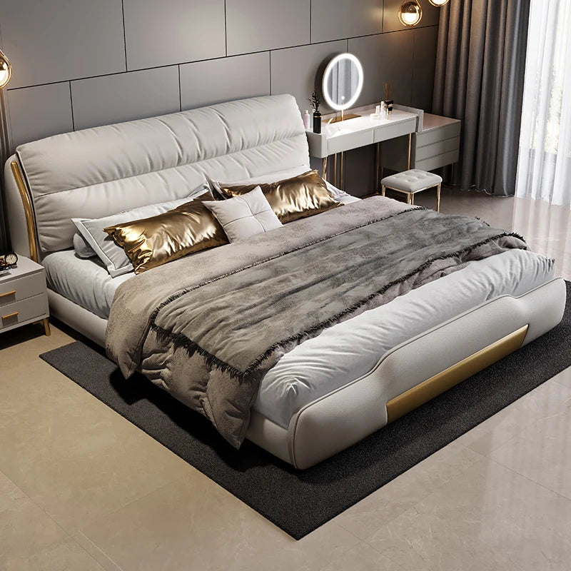 Cheap Luxury Soft Double Bed Modern Cotton Master Bedframe Double Bed Metal Design Muebles Para Dormitorio Nordic Furniture