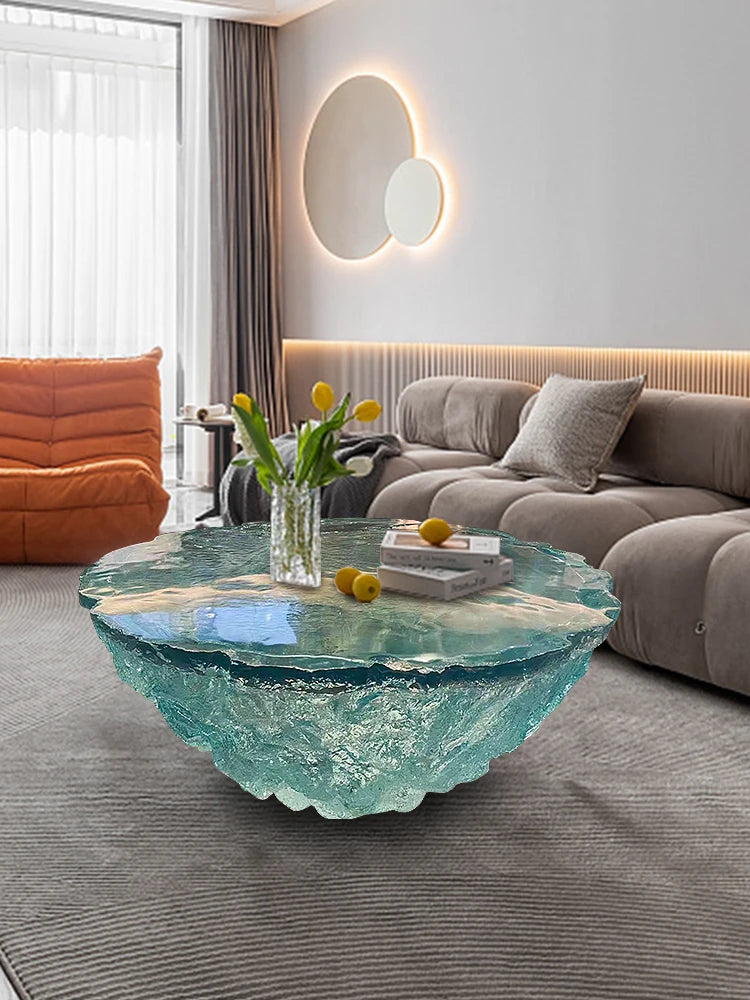 Customized epoxy transparent coffee table table floor sculpture model house sales office living room soft decorative crafts