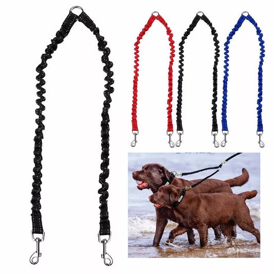 2 Way Couplers Dog Leash Rope Elastic Extended Pet Leash Belt Outdoor Training for Two Double Small Medium Large Dogs Lead Stuff