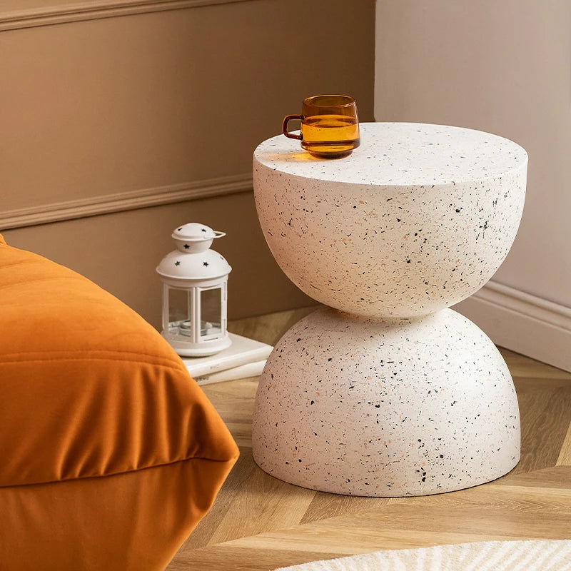 Wuli Nordic Hourglass Imitation Terrazzo Small Side Table Ins Coffee Table Coffee Table Creative Round Storage Small Side Table