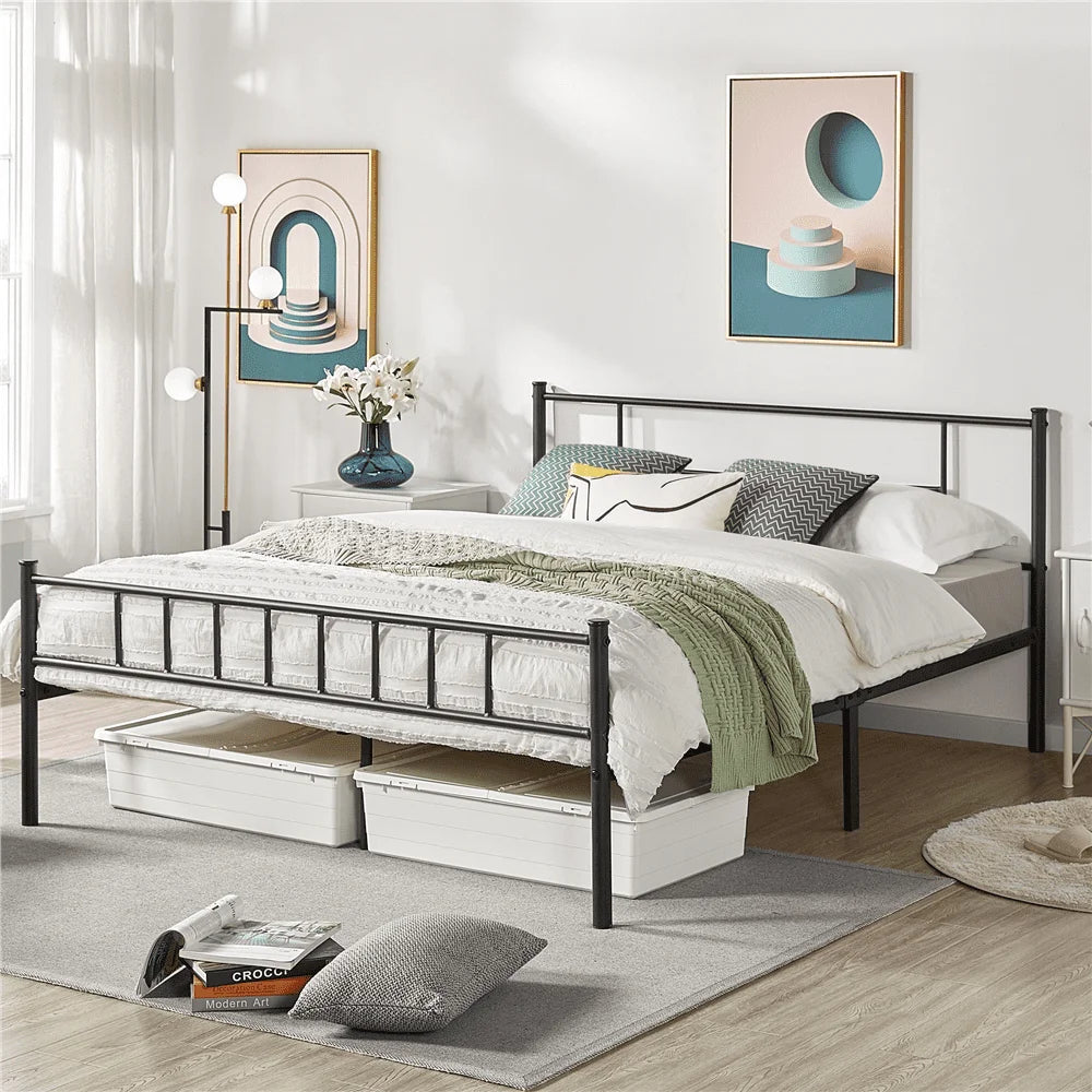 Black Bunk Bed Frame Full Jorge Queen Metal Platform Bed With Spindle Headboard and Footboard Children Beds & Furniture Bedframe