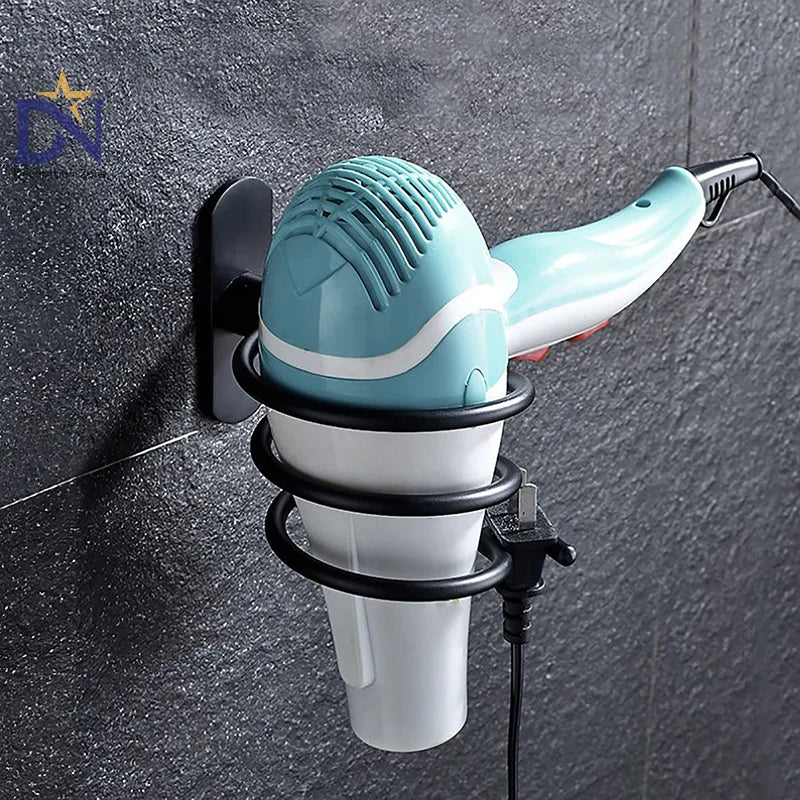 Hair Dryer Holder Wall Mounted Organizer Spiral Stand Holder Rack Aluminum Bathroom Shelf Storage Bathroom Accessory Wall Shelfs