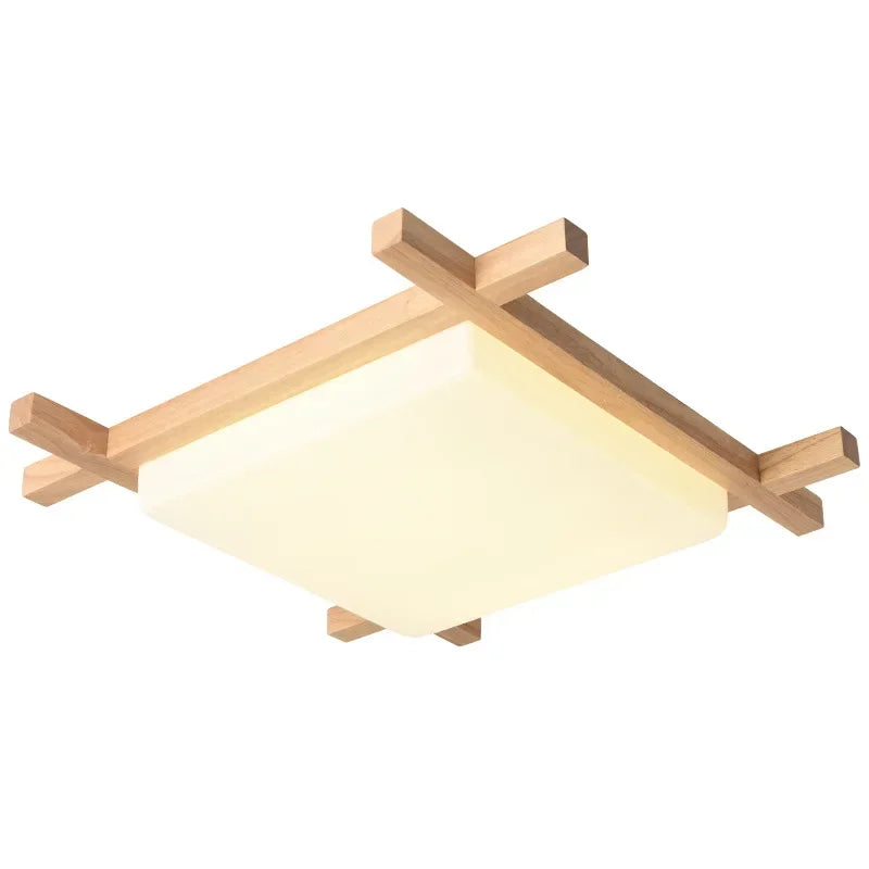 Nordic LED Wooden Ceiling Lights In Square Shape lamparas de techo For Bedroom Balcony Corridor Kitchen Lighting Fixtures