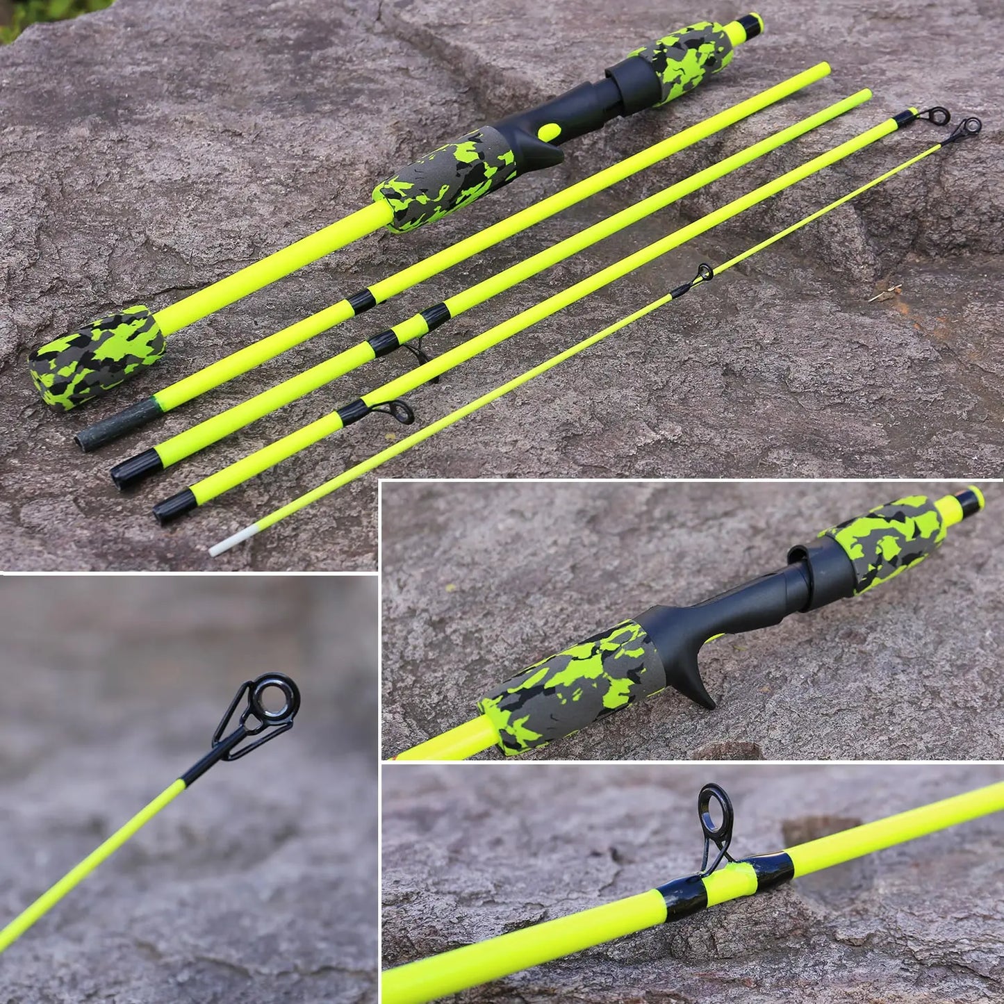 Sougayilang Yellow Pink Black 5 Section Travel Fishing Rod Ultralight  EVA Handle Spinning/Casting Fishing Rod Fishing Tackle